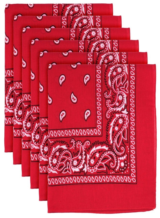 MOWPOG 6 Pack Pure Cotton Bandana, Multi-Purpose Square Handkerchief, Face Mask headband for Men and Women (Red) - Image 1